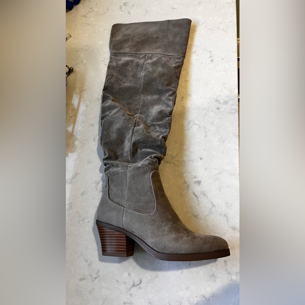 JustFab Taupe Over the Knee Boots